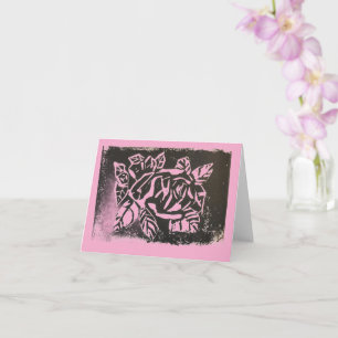 Linocut-Rose Karte