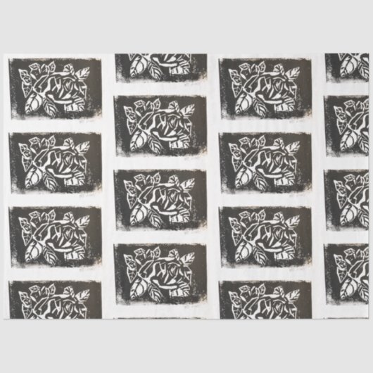 Linocut-Rose Seidenpapier (Vorderseite)