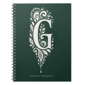 Linolschnitt-Buchstabe G Botanisches Monogramm Not Notizblock (Vorderseite)