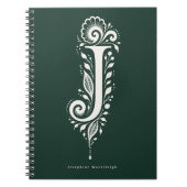 Linolschnitt-Buchstabe J Botanisches Monogramm Not Notizblock (Vorderseite)