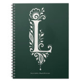 Linolschnitt-Buchstabe L Botanisches Monogramm Not Notizblock (Vorderseite)