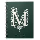 Linolschnitt-Buchstabe M Botanisches Monogramm Not Notizblock (Vorderseite)