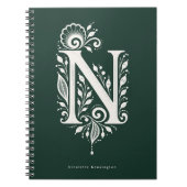 Linolschnitt-Buchstabe-N-Botanik-Monogramm-Notizbu Notizblock (Vorderseite)