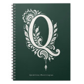 Linolschnitt-Buchstabe Q Botanisches Monogramm Not Notizblock (Vorderseite)