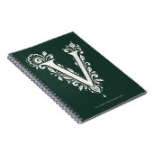 Linolschnitt-Buchstabe V Botanisches Monogramm Not Notizblock (Rechte Seite)