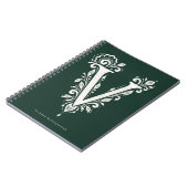 Linolschnitt-Buchstabe V Botanisches Monogramm Not Notizblock (Linke Seite)