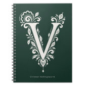 Linolschnitt-Buchstabe V Botanisches Monogramm Not Notizblock (Vorderseite)