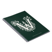 Linolschnitt-Buchstabe W Botanisches Monogramm-Not Notizblock (Rechte Seite)