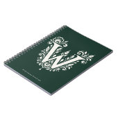Linolschnitt-Buchstabe W Botanisches Monogramm-Not Notizblock (Linke Seite)