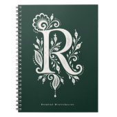 Linolschnitt-Notizbuch mit botanischem Monogramm B Notizblock (Vorderseite)