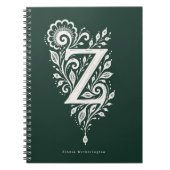 Linolschnitt-Notizbuch mit botanischem Monogramm B Notizblock (Vorderseite)
