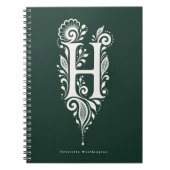 Linolschnitt-Notizbuch mit botanischem Monogramm B Notizblock (Vorderseite)