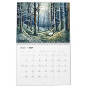 Linolschnitt Wald Jahreszeiten Kalender (Mär 2027)