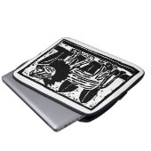 Linoschnitt aus schwarzem und weißem Roaring Lion Laptopschutzhülle (Vorne Knopf)