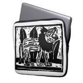 Linoschnitt aus schwarzem und weißem Roaring Lion Laptopschutzhülle (Vorderseite Links)