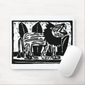 Linoschnitt aus schwarzem und weißem Roaring Lion Mousepad (Mit Mouse)