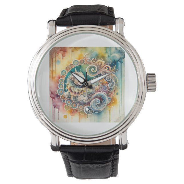Linsang Beauty 160724AREF204 - Watercolor Armbanduhr (Vorderseite)