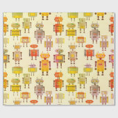 Linseneffekt Retro-Roboter-Geschenkpapier Geschenkpapier (Flach)