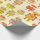 Linseneffekt Retro-Roboter-Geschenkpapier Geschenkpapier (Ecke)