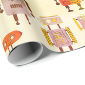 Linseneffekt Retro-Roboter-Geschenkpapier Geschenkpapier (Rolleneckpunkt)