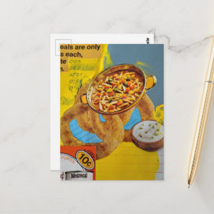 Linsolaterie und Suppe Mixed-Media-Collage  Postkarte