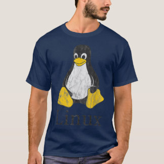 Linu Mascot Tu der Pinguin Vintager Nerd Geek T-Shirt