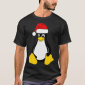 Linu Mascot Tu der Pinguin Weihnachtsmannmütze Ner T-Shirt (Vorderseite)