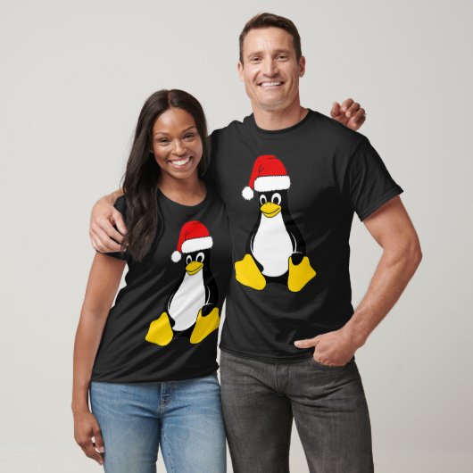 Linu Mascot Tu der Pinguin Weihnachtsmannmütze Ner T-Shirt (Unisex)