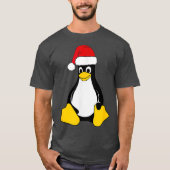 Linu Mascot Tu der Pinguin Weihnachtsmannmütze Ner T-Shirt (Vorderseite)