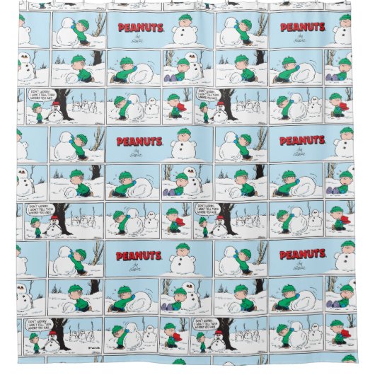 Linus baut einen Schneemann Duschvorhang (Vorderseite)