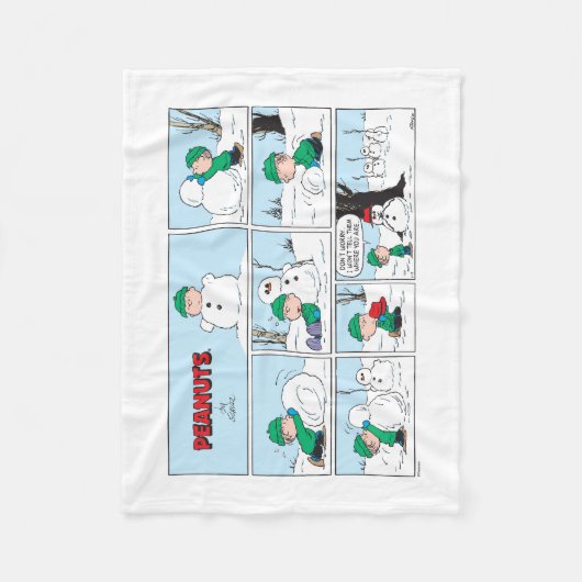 Linus baut einen Schneemann Fleecedecke (Vorderseite)