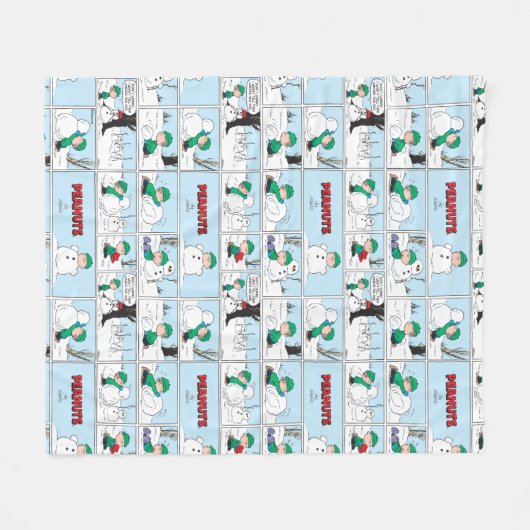 Linus baut einen Schneemann Fleecedecke (Vorderseite (Horizontal))