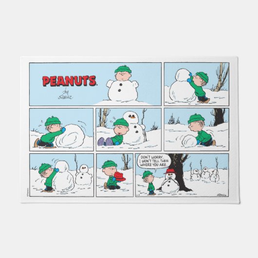 Linus baut einen Schneemann Fußmatte (Vorderseite)