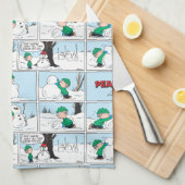 Linus baut einen Schneemann Geschirrtuch (Viertel Falte)