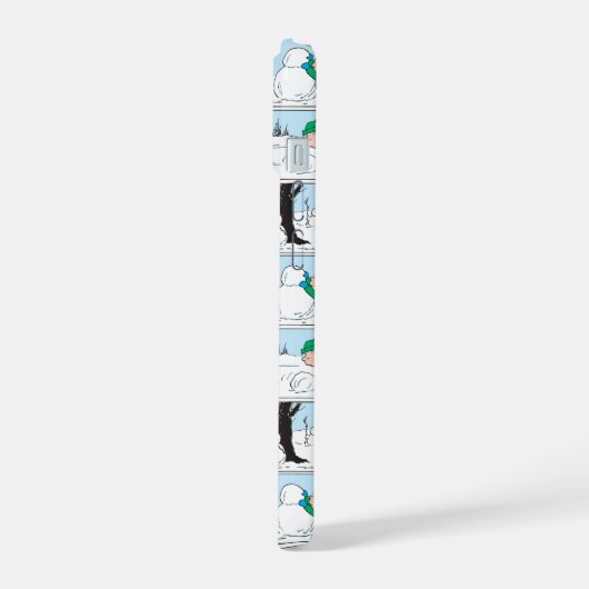 Linus baut einen Schneemann iPhone 15 Hülle (Linke Seite)