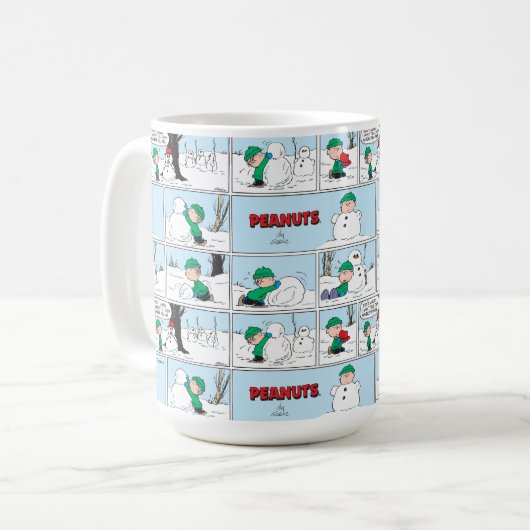 Linus baut einen Schneemann Kaffeetasse (Vorderseite Links)