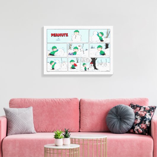 Linus baut einen Schneemann Leinwanddruck (Insitu (Wohnzimmer))