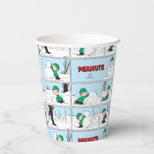 Linus baut einen Schneemann Pappbecher (Rückseite)