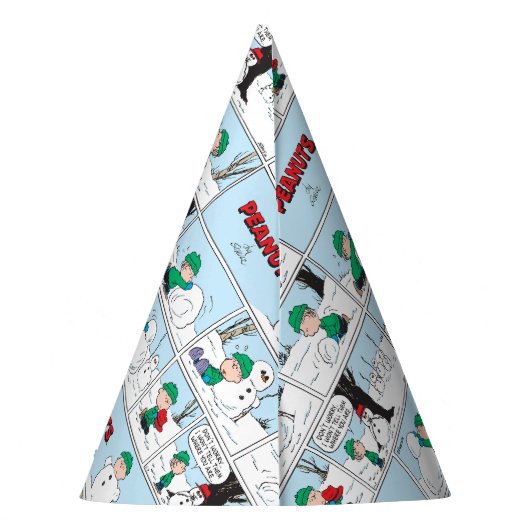 Linus baut einen Schneemann Partyhütchen (Rückseite)