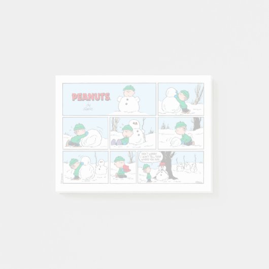 Linus baut einen Schneemann Post-it Klebezettel (Vorderseite)