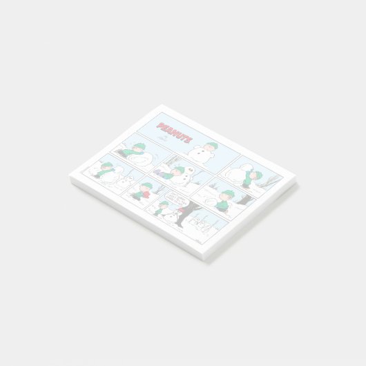 Linus baut einen Schneemann Post-it Klebezettel (angewinkelt)