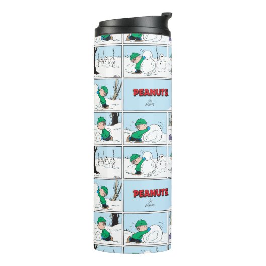 Linus baut einen Schneemann Thermosbecher (Nach links gedreht)