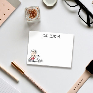 Linus getröstet mit Snoopy-Ohr Post-it Klebezettel