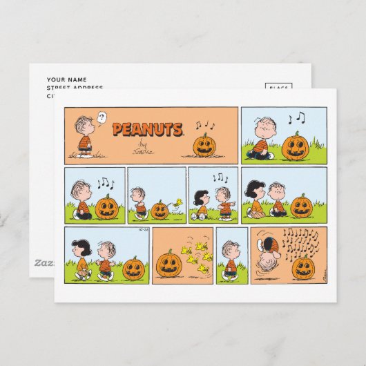 Linus & Lucy | Gesang Jack-O-Lantern Postkarte (Vorne/Hinten)