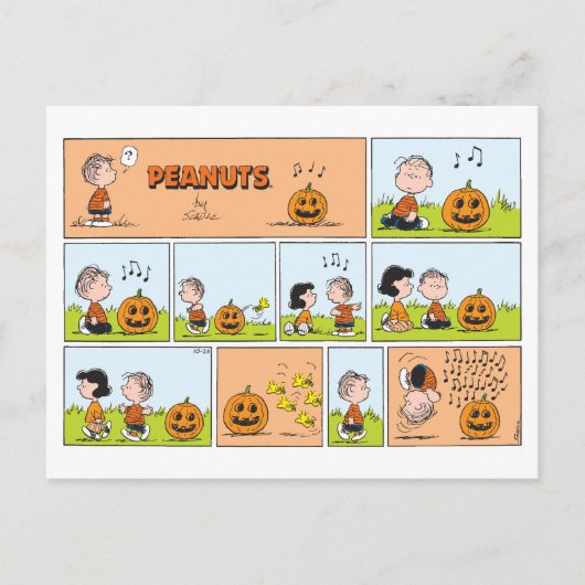 Linus & Lucy | Gesang Jack-O-Lantern Postkarte (Vorderseite)