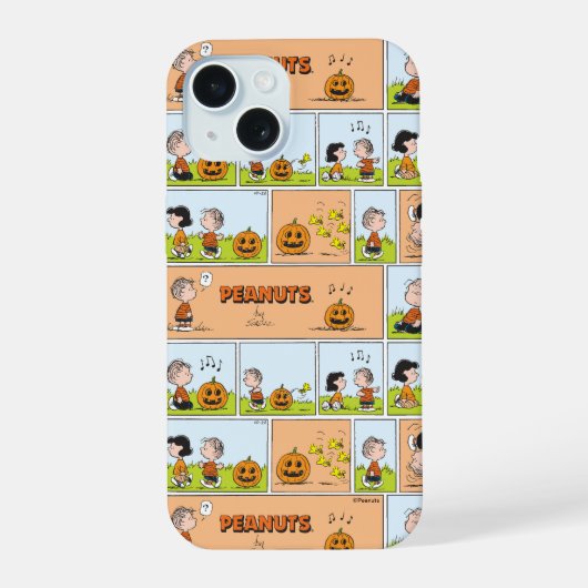 Linus & Lucy | Singender Kürbis iPhone 15 Hülle (Rückseite)