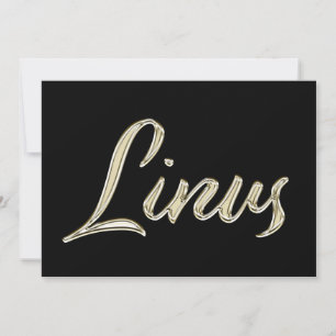 Linus Name white gold Handwriting Karte