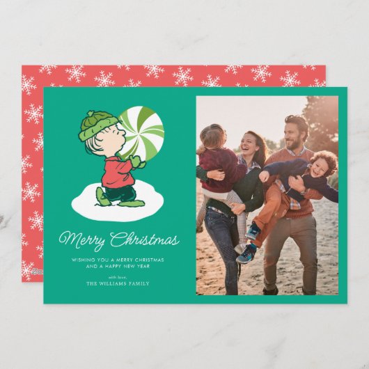 Linus Peppermint Candy Feiertagskarte (Vorne/Hinten)