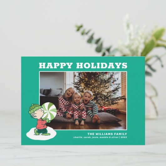 Linus Peppermint Candy Feiertagskarte (Stehend Vorderseite)