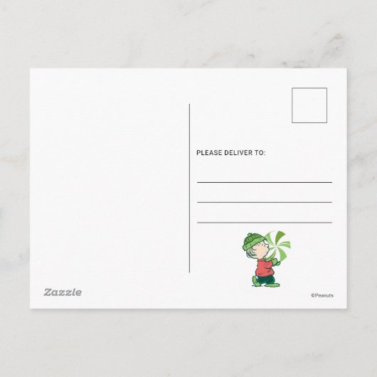 Linus Peppermint Candy Feiertagspostkarte (Rückseite)
